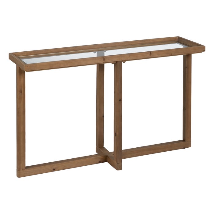 Consola de madeira natural 120 x 33 x 75 cm