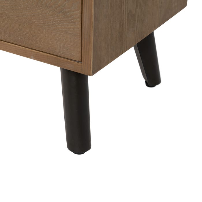 Aparador Natural-Negro Madera-Metal 120 X 41 X 77 Cm