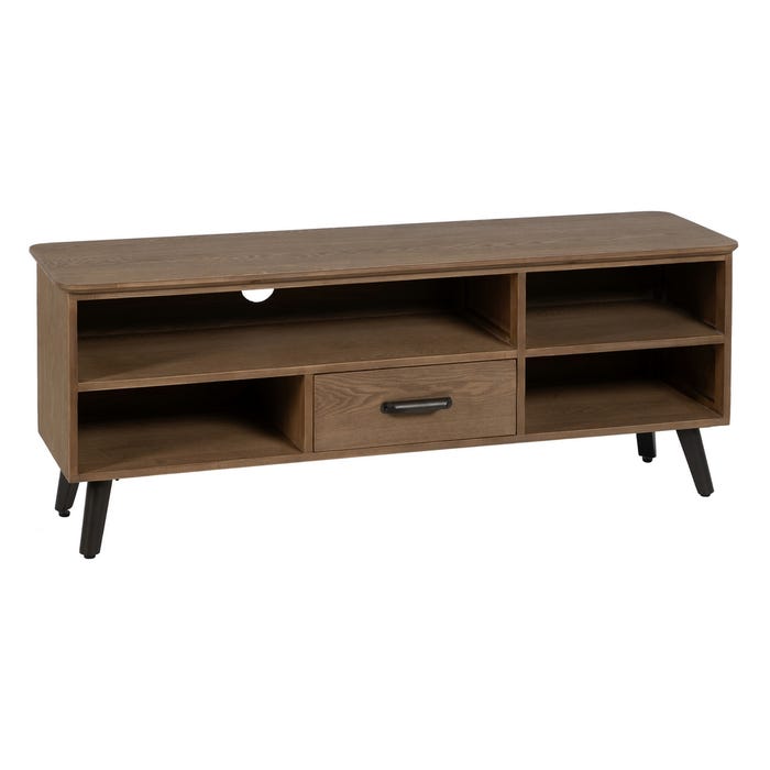 Móvel de TV em madeira e metal preto natural 150 x 41 x 59 cm