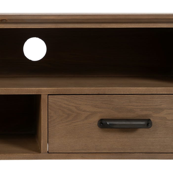 Natural-Black Wood-Metal TV Cabinet 150 x 41 x 59 cm
