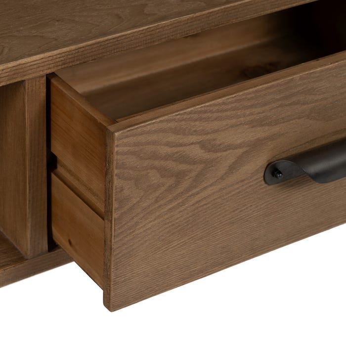 Natural-Black Wood-Metal TV Cabinet 150 x 41 x 59 cm