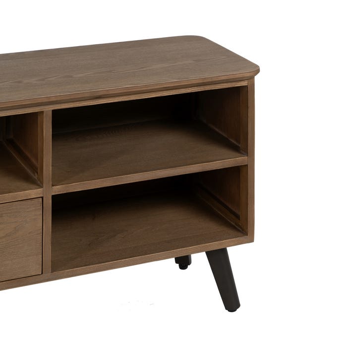 Natural-Black Wood-Metal TV Cabinet 150 x 41 x 59 cm
