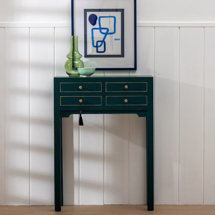 Consola Azul Madera 63 X 26 X 85 Cm
