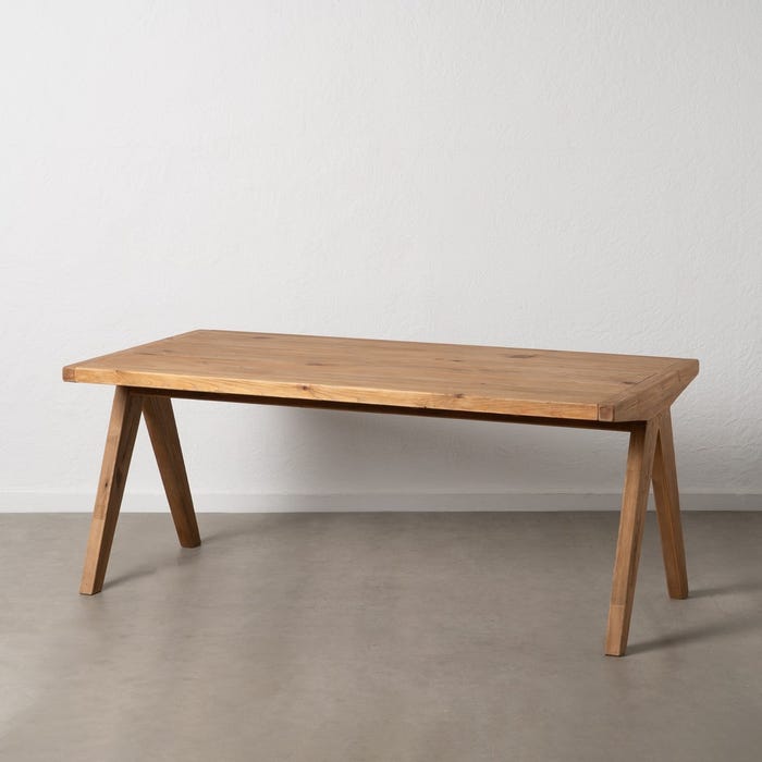 Mesa Comedor Natural Madera De Pino 180 X 90 X 75 Cm