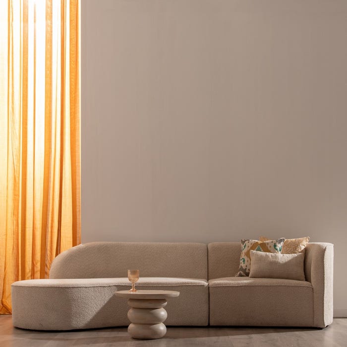 2 Piece Beige Fabric Living Room Sofa 300 X 107 X 75 Cm