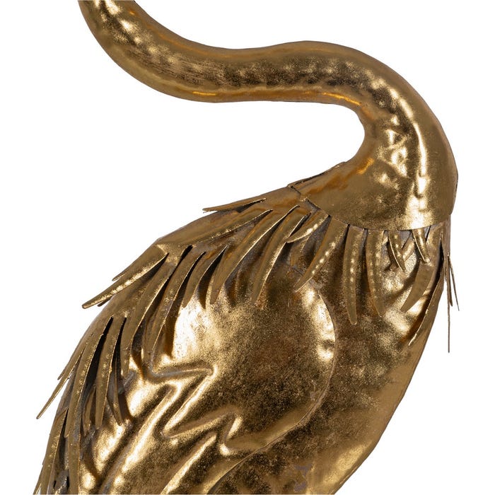 Figura Garza Oro Metal Decoración 24 X 19 X 87 Cm