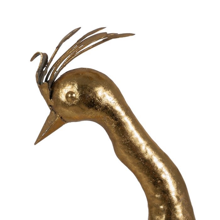 Figura Pavo Real Oro Metal Decoración 50 X 30 X 85 Cm