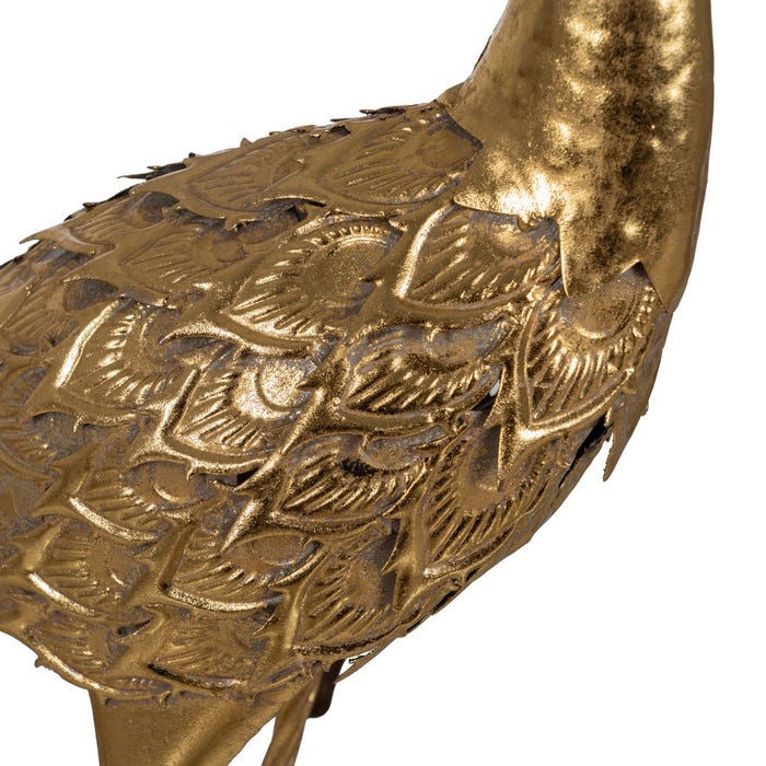 Figura Pavo Real Oro Metal Decoración 50 X 30 X 85 Cm