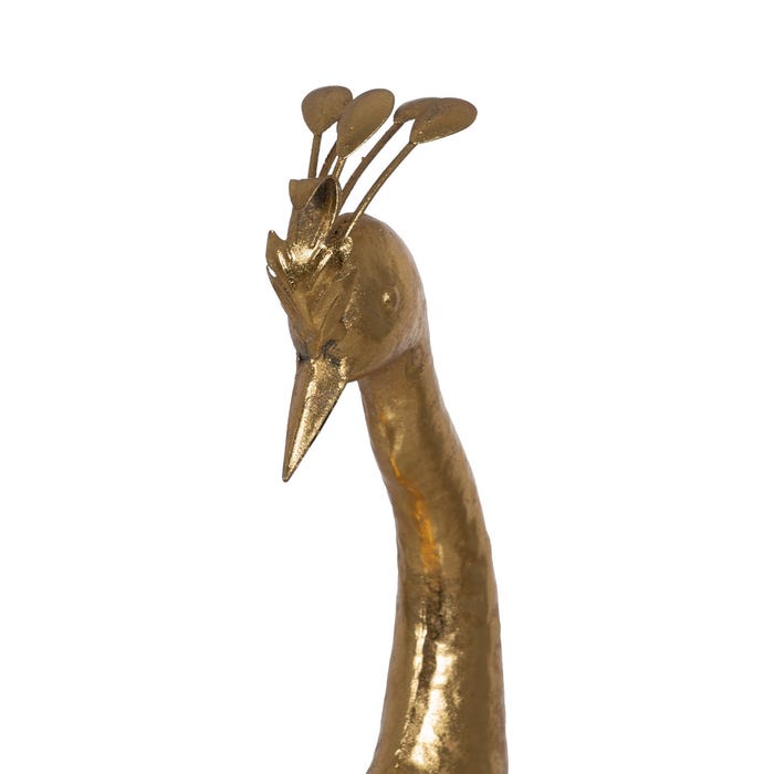 Figura Pavo Real Oro Metal Decoración 50 X 30 X 85 Cm