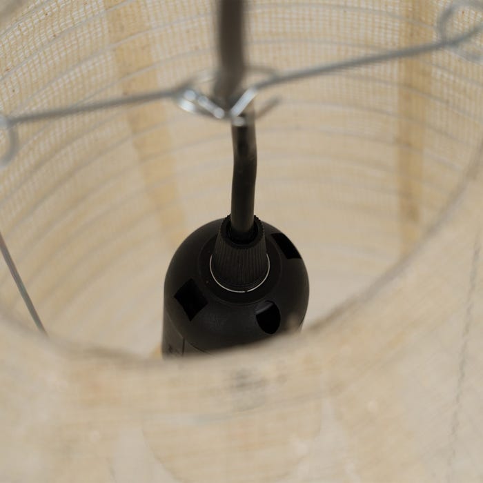 Beige Fabric-Metal Ceiling Lamp 20 X 20 X 42.50 Cm