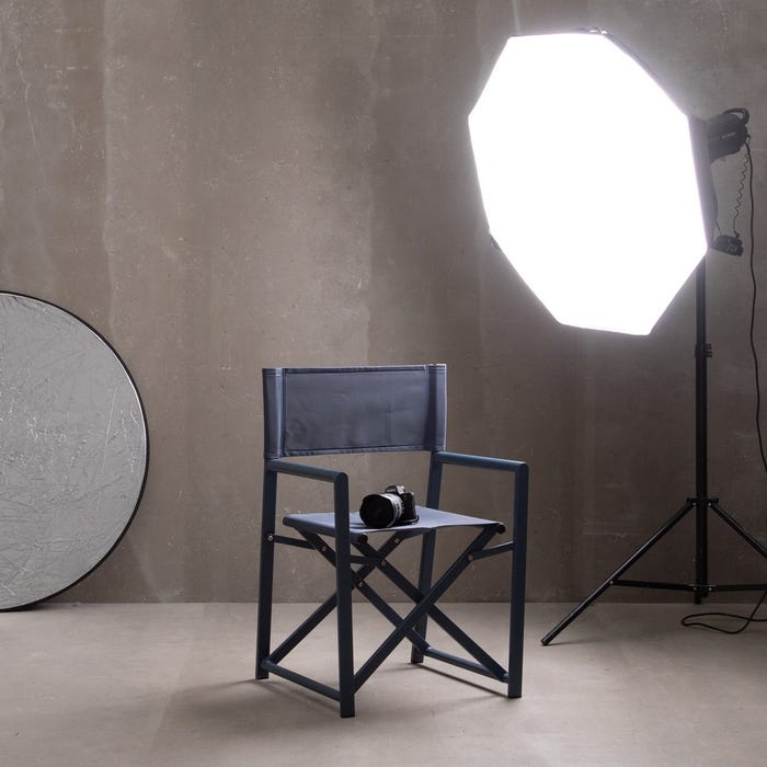Silla Director Azul Aluminio-Textileno 56 X 53 X 84 Cm