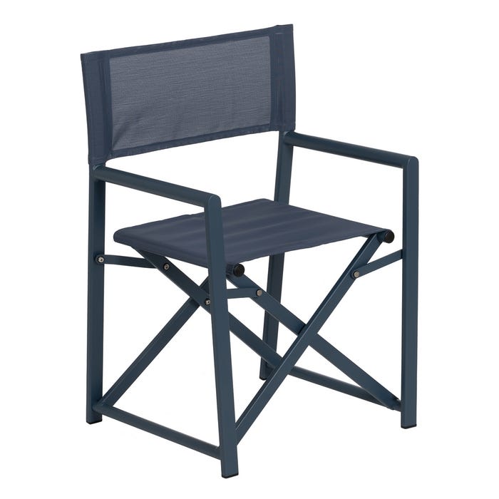 Silla Director Azul Aluminio-Textileno 56 X 53 X 84 Cm