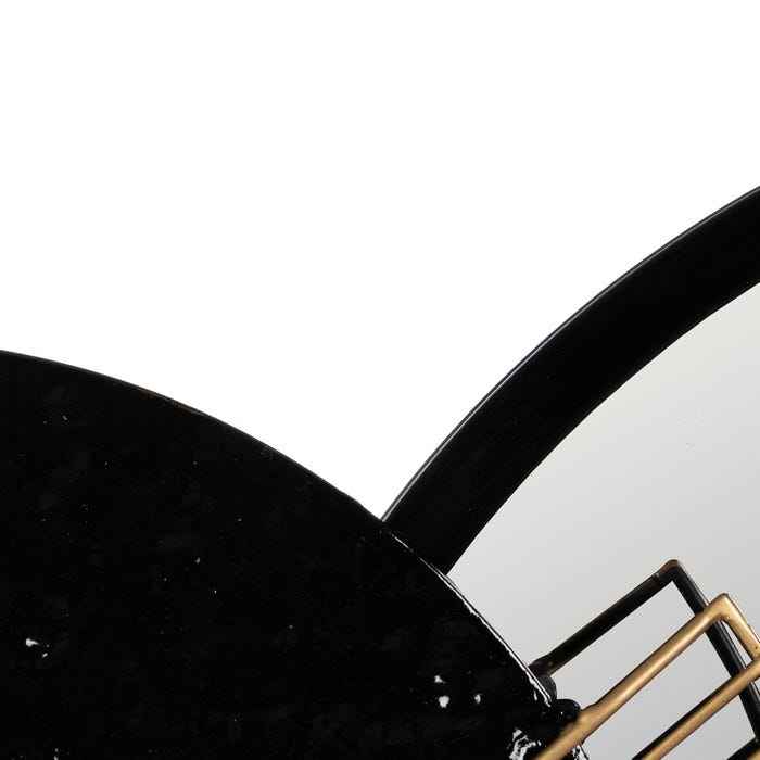Mural Pared Espejo Negro-Oro Metal 83,20 X 5,10 X 54 Cm