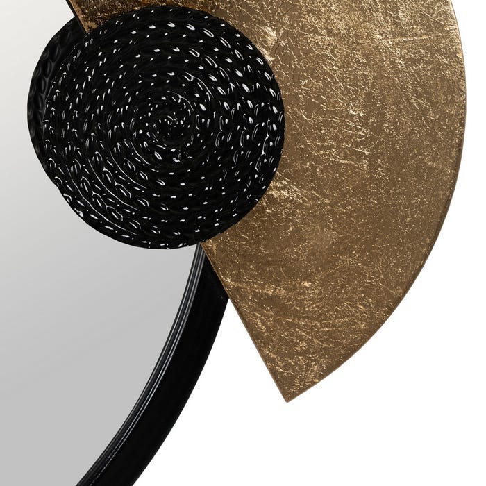 Mural Pared Espejo Negro-Oro Metal 83,20 X 5,10 X 54 Cm