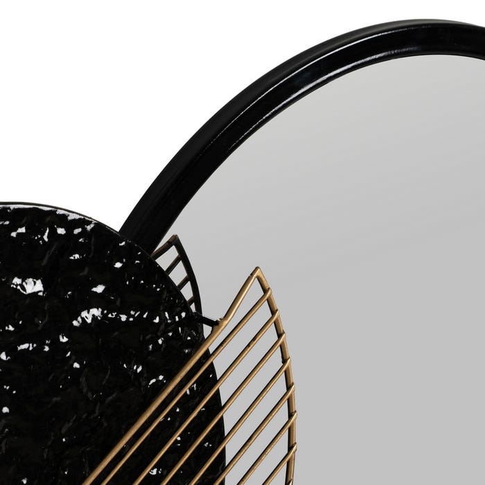 Mural Pared Espejo Negro-Oro Metal 83,20 X 5,10 X 54 Cm