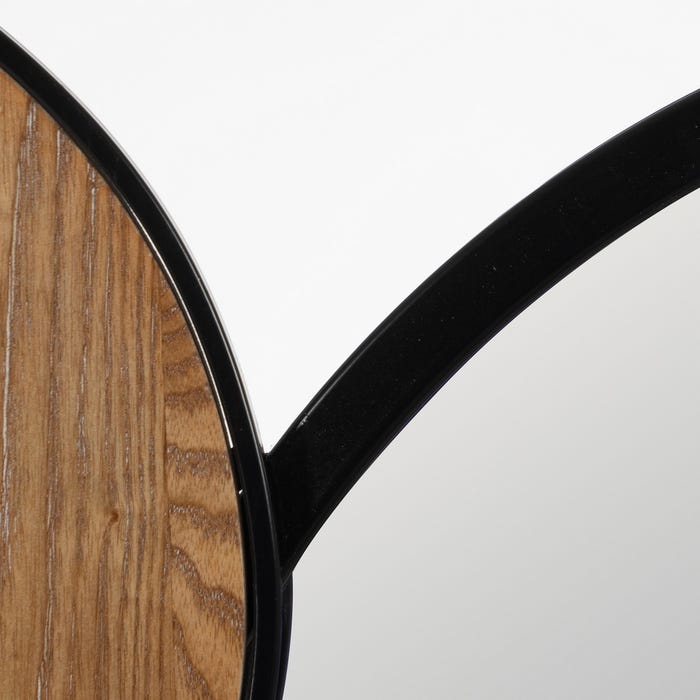 Mural Pared Espejo Natural-Negro Metal 123,20 X 4,40 X 63,50