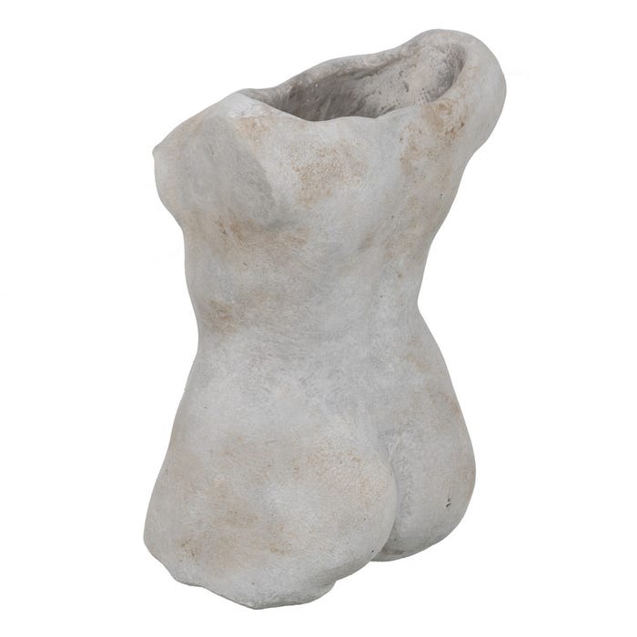 Macetero Busto Gris Cemento Decoración 19 X 13,50 X 27 Cm