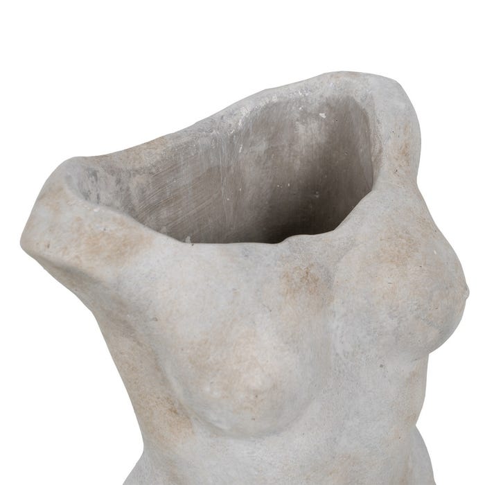 Macetero Busto Gris Cemento Decoración 19 X 13,50 X 27 Cm