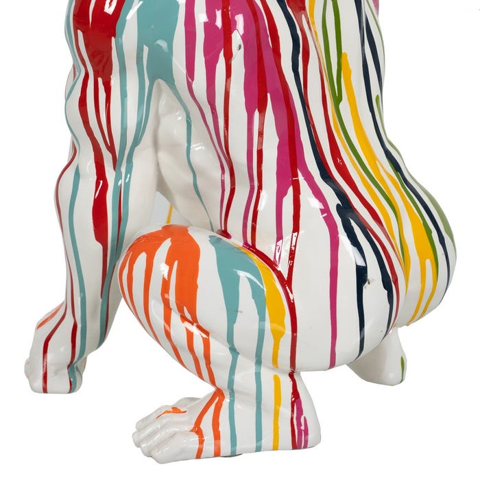 Figura Gorila Multicolor Resina 29,50 X 28 X 45 Cm