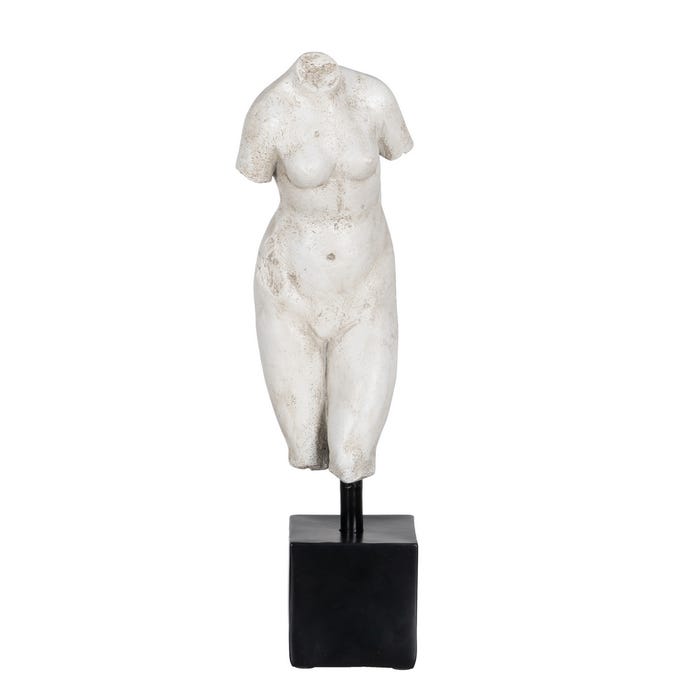 Escultura Busto Blanco Envejecido Resina 14 X 11 X 43 Cm