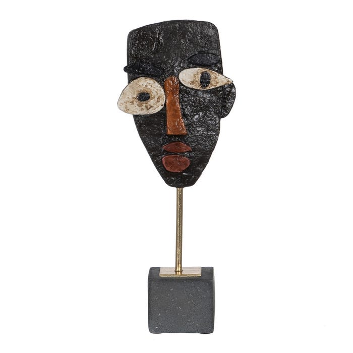 Escultura Máscara Marrón Resina 52 X 35 X 41,50 Cm