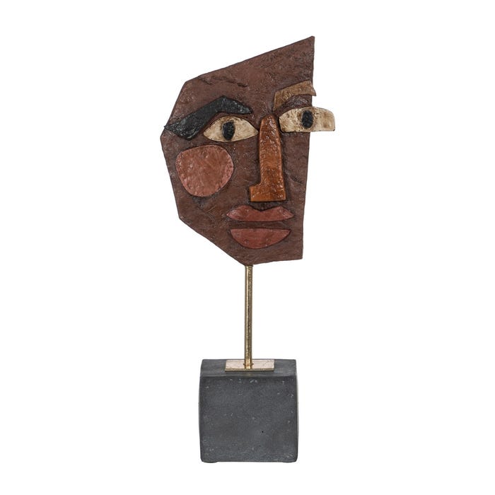 Escultura Máscara Marrón Resina 17,80 X 10 X 43,70 Cm