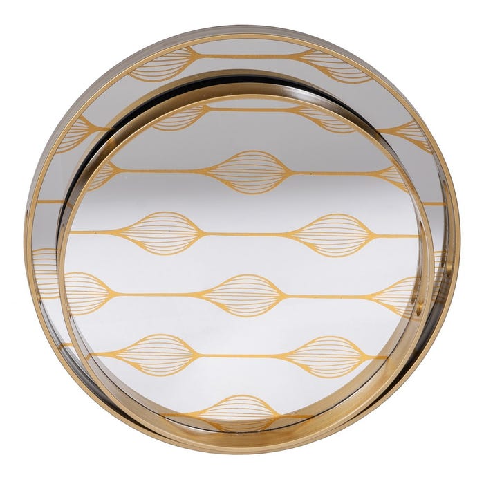 S/2 Bandejas Plata-Oro Pvc-Espejo 42 X 42 X 4,20 Cm