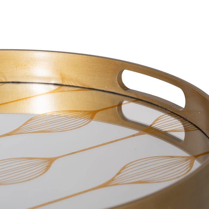 S/2 Bandejas Plata-Oro Pvc-Espejo 42 X 42 X 4,20 Cm