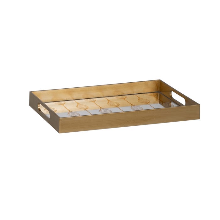 S/2 Bandejas Plata-Oro Pvc-Espejo 45 X 31 X 4,20 Cm