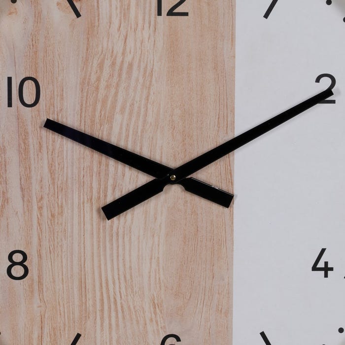 Reloj Natural-Blanco Madera Decoración 60 X 60 X 5,50 Cm