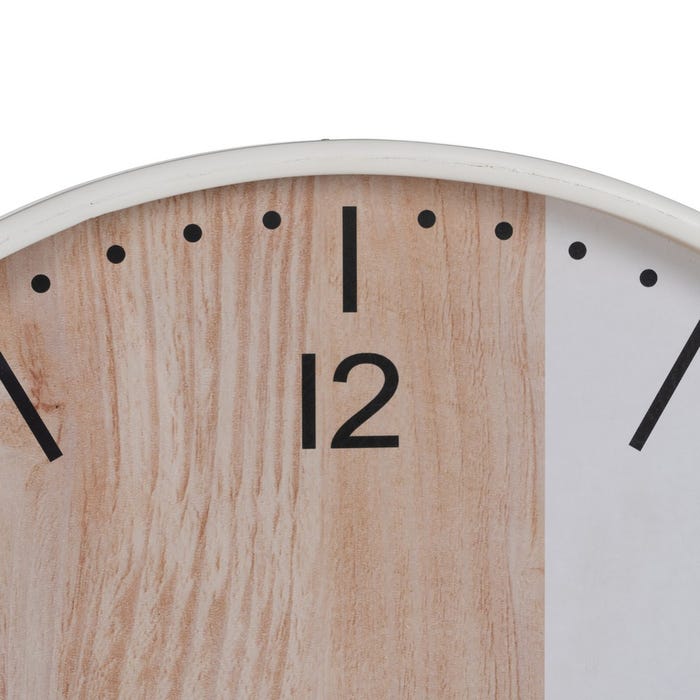 Reloj Natural-Blanco Madera Decoración 60 X 60 X 5,50 Cm