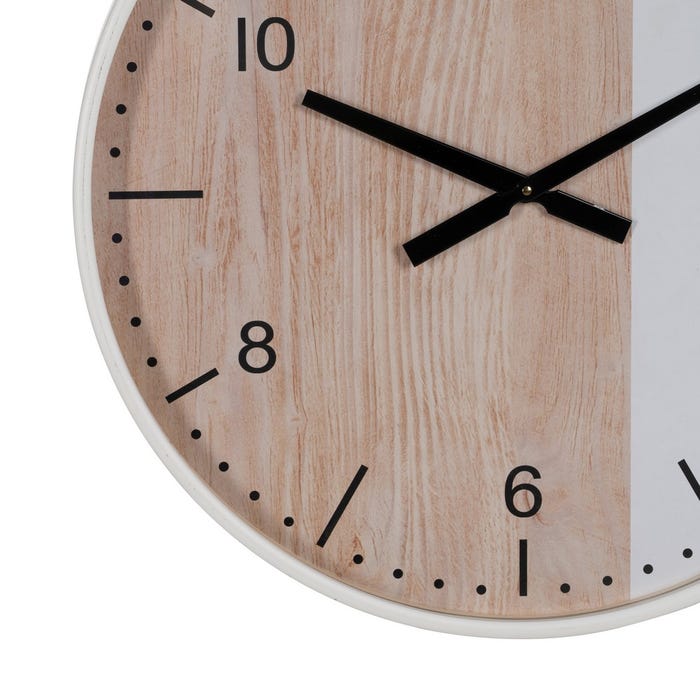 Reloj Natural-Blanco Madera Decoración 60 X 60 X 5,50 Cm