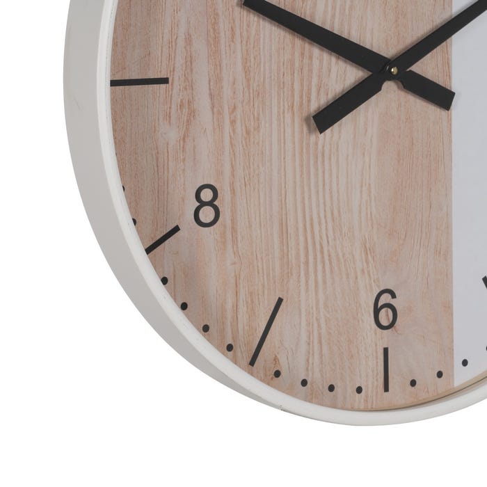 Reloj Natural-Blanco Madera Decoración 60 X 60 X 5,50 Cm