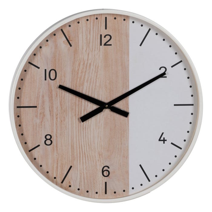 Reloj Natural-Blanco Madera Decoración 60 X 60 X 5,50 Cm