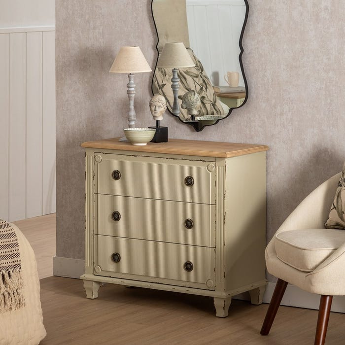Cómoda Crema Madera 80 X 38 X 73 Cm