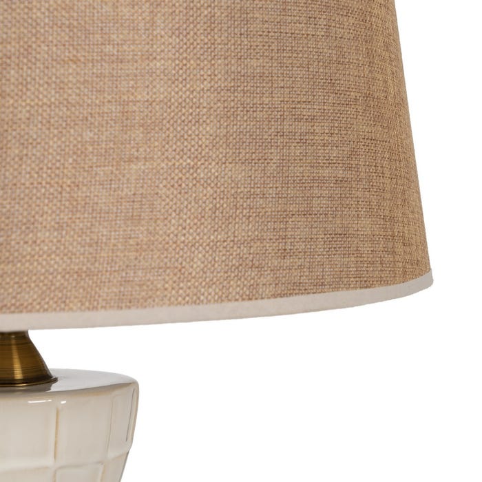 Lámpara Mesa Blanco-Beige Cerámica 35 X 35 X 63 Cm