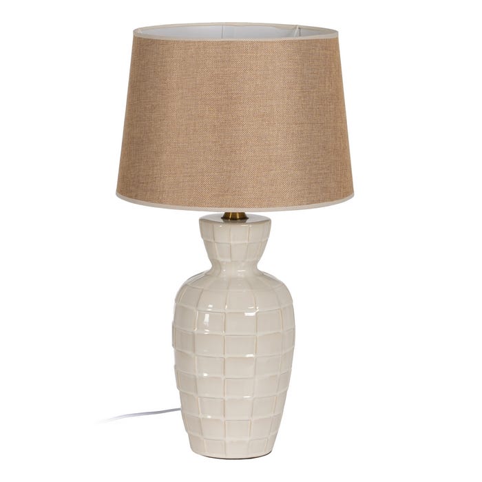 Lámpara Mesa Blanco-Beige Cerámica 35 X 35 X 63 Cm
