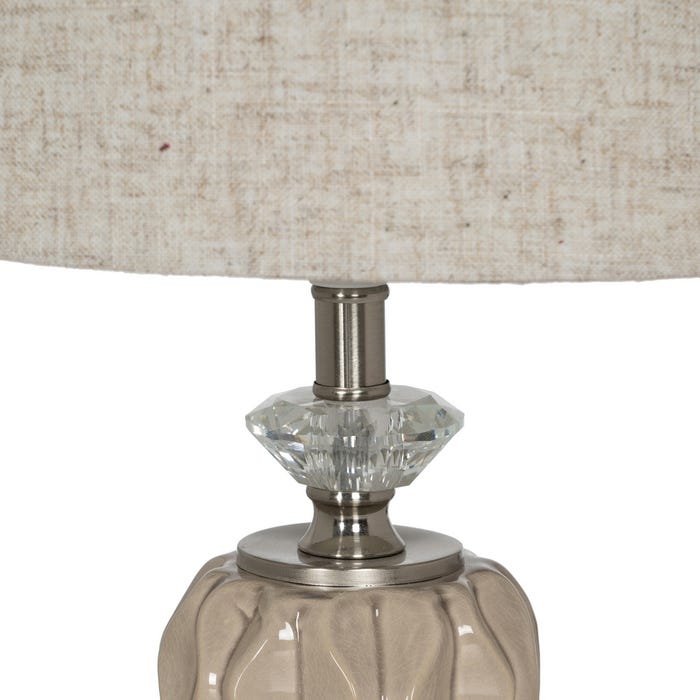 Beige-Silver Ceramic-Metal Table Lamp 27 X 27 X 44 Cm