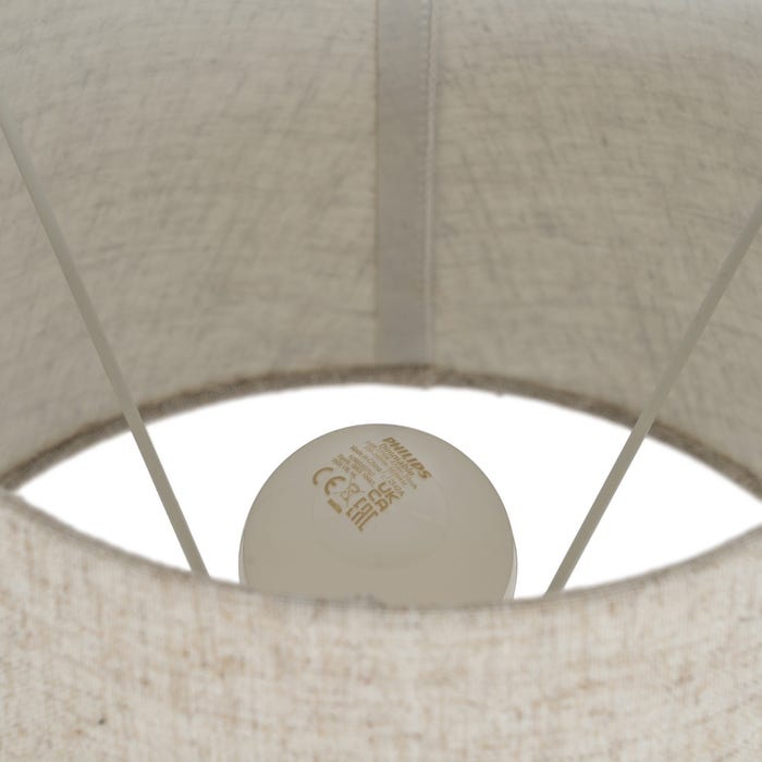 Beige-Silver Ceramic-Metal Table Lamp 27 X 27 X 44 Cm