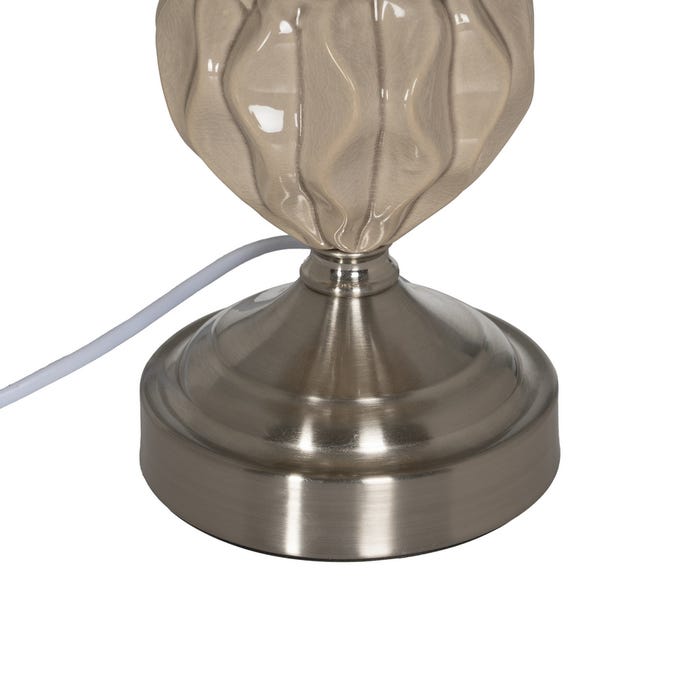 Beige-Silver Ceramic-Metal Table Lamp 27 X 27 X 44 Cm
