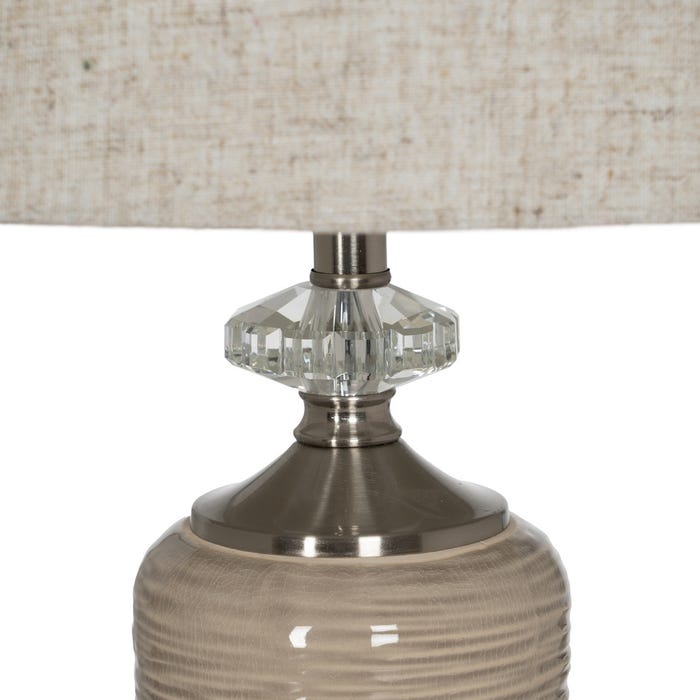 Lámpara Mesa Beige-Plata Cerámica-Metal 31,50 X 31,50 X 54 C