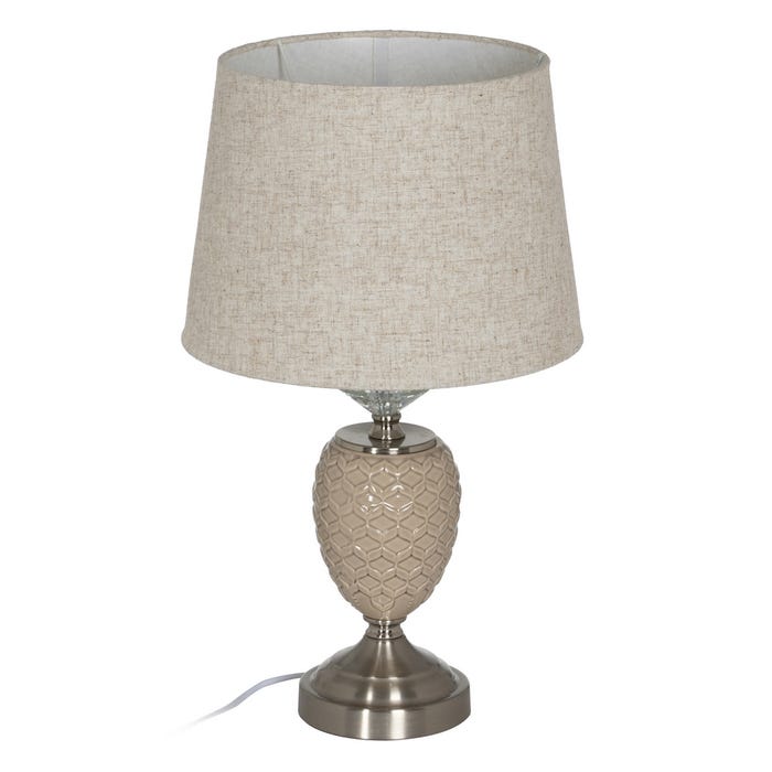 Lámpara Mesa Beige-Plata Cerámica-Metal 31,50 X 31,50 X 53 C