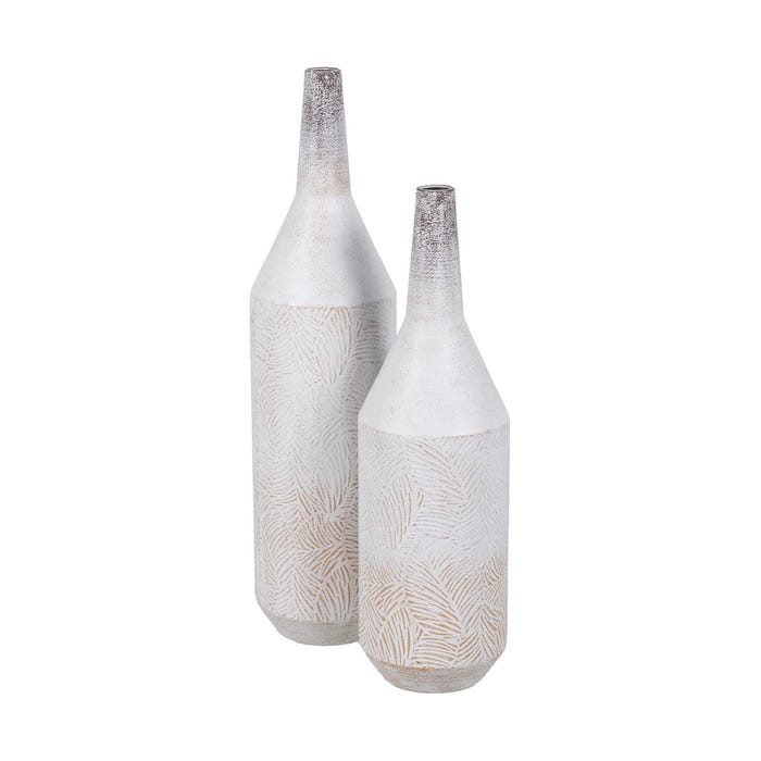 Botella Blanco Rozado Metal Decoración 15 X 15 X 50,50 Cm
