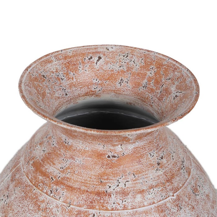 Jarrón Blanco Rozado Metal Decoración 27,50 X 27,50 X 36,50
