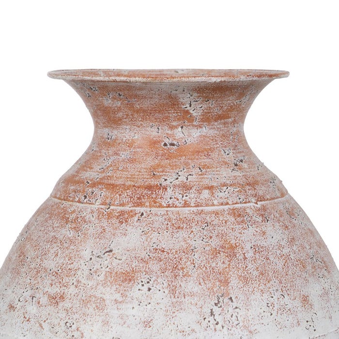 Jarrón Blanco Rozado Metal Decoración 27,50 X 27,50 X 36,50