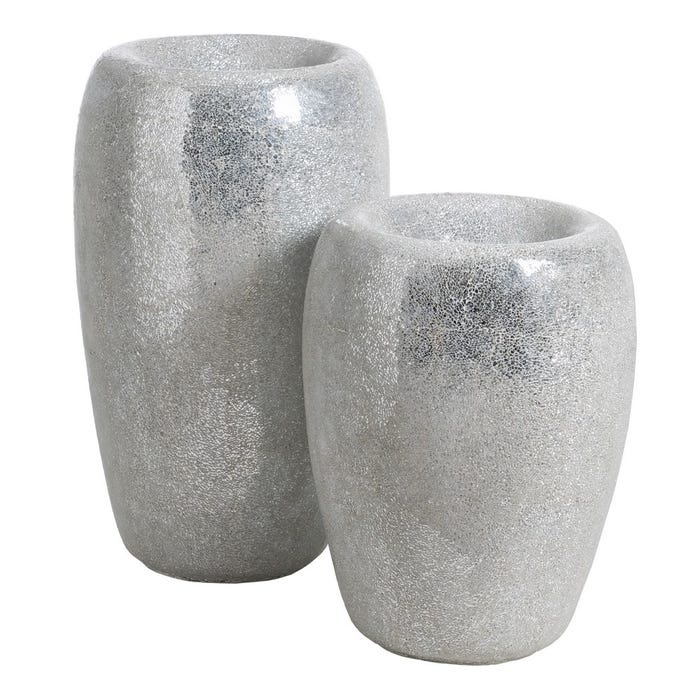 Vaso de fibra de vidro branco para decoração 46 x 46 x 70,50 cm