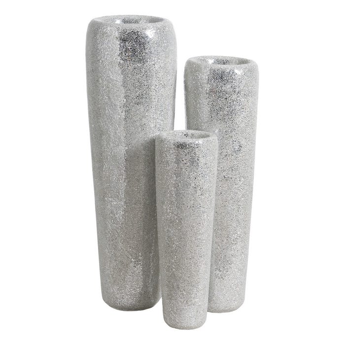 Decoração de vaso de fibra de vidro branco 25 x 25 x 82 cm