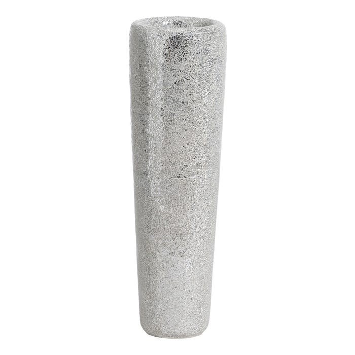 Decoração de vaso de fibra de vidro branco 25 x 25 x 82 cm