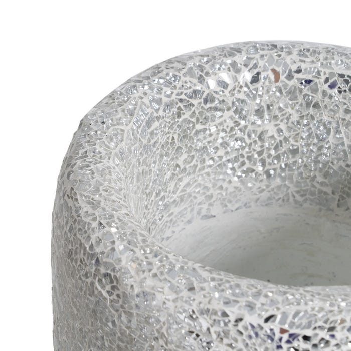 Jarrón Blanco Fibra De Vidrio Decoración 25 X 25 X 82 Cm