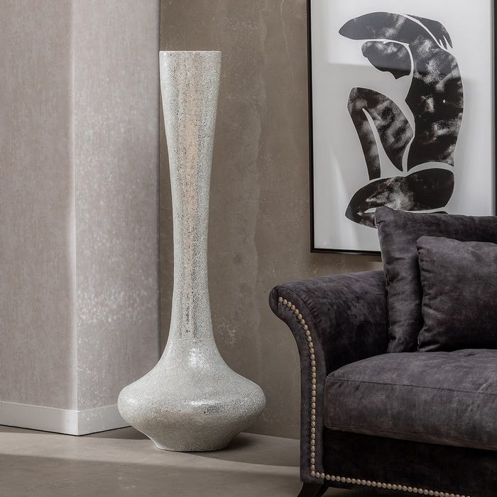 Jarrón Blanco Fibra De Vidrio Decoración 54 X 54 X 154 Cm
